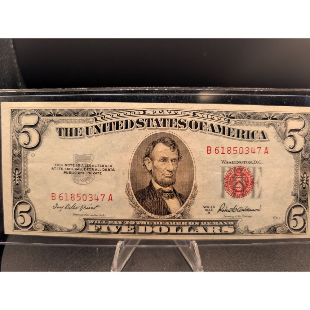 1953 $5 United States Note – B61850347A – Red Seal